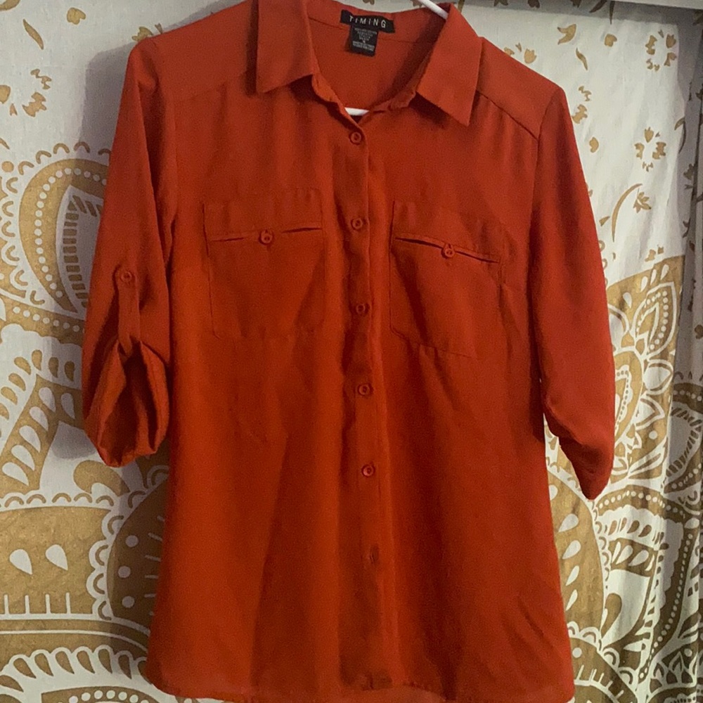 Red-Orange button up blouse